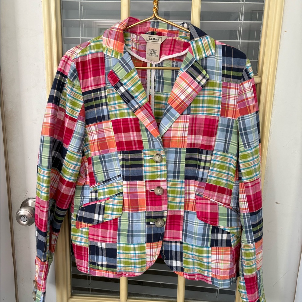 LL Bean size 12 Colorful Plaid Women's Blazer